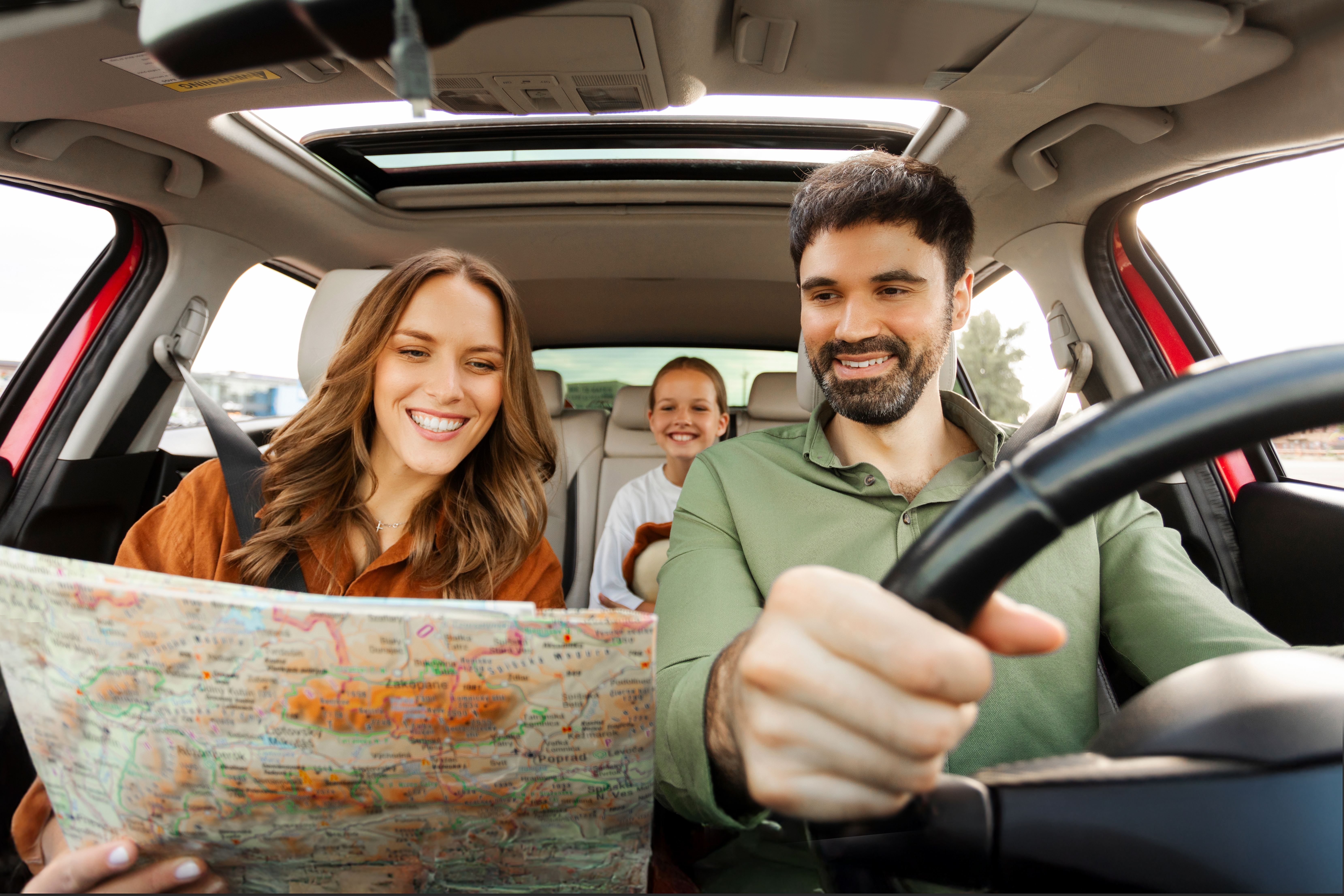 viagem carro com mapa